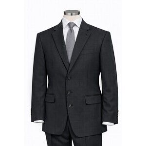 Size-Medium Brooks Brothers Wool Blazer 40R Charcoal Windowpane Mens Coat